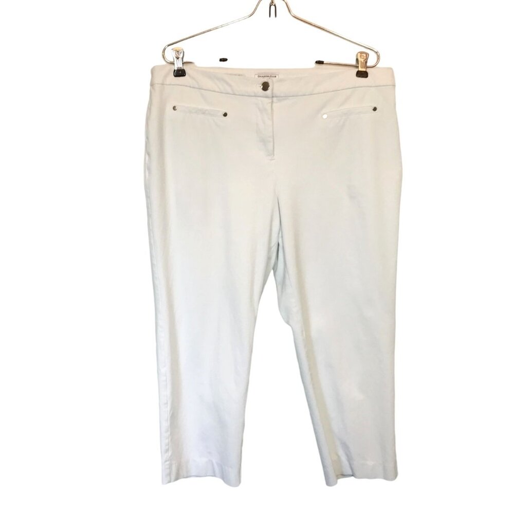 Charter Club Women's Flat Front Stretch Crop Pants in White - Sz 12